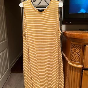 Joan Vass Soft Scoop Neck Stretch Knit Sleeveless Tank Dress 1X Yellow S…